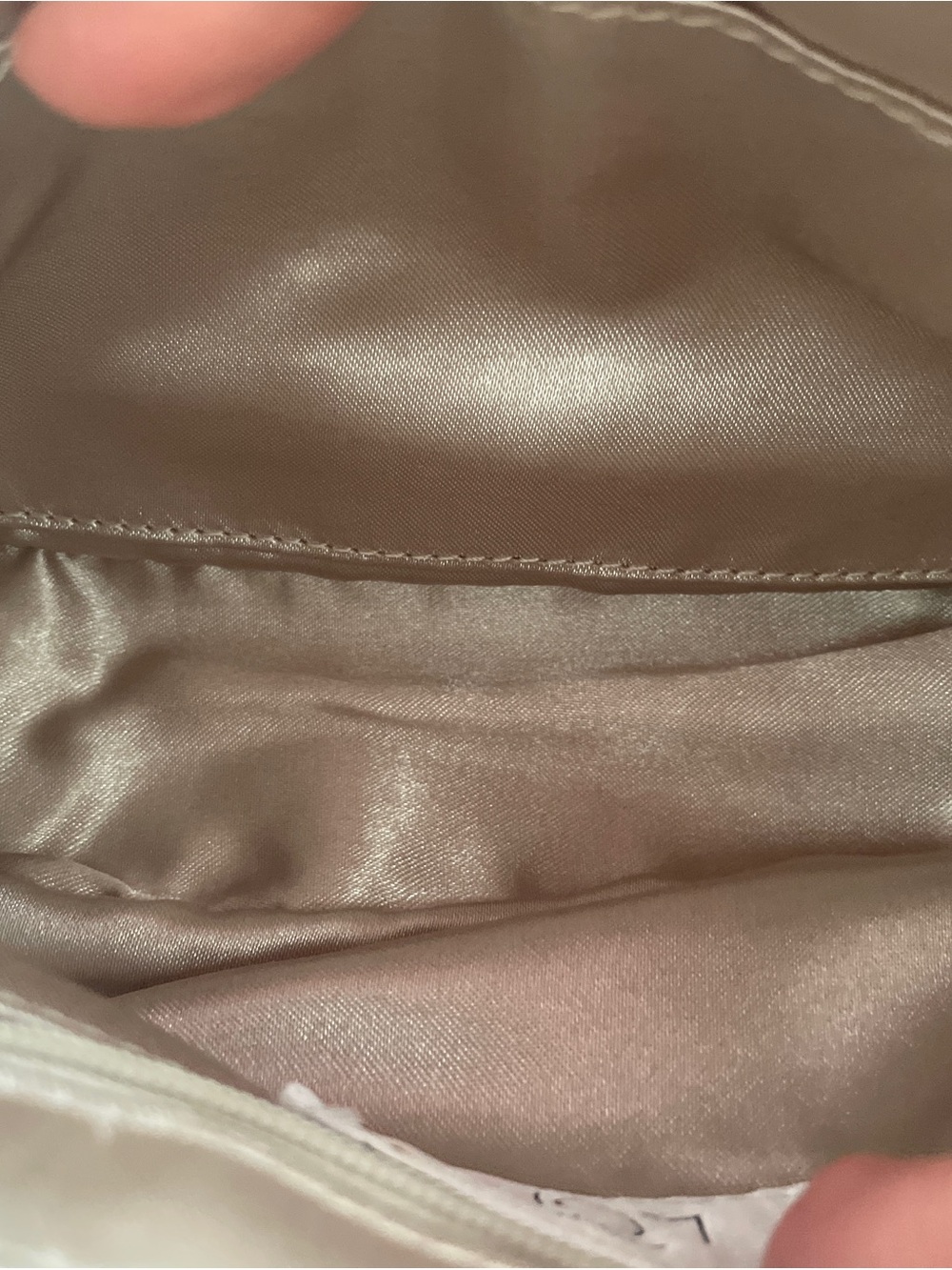 Ann Taylor Loft Handbag Beige Suede Shoulder Bag with Chain Strap - Picture 7 of 15